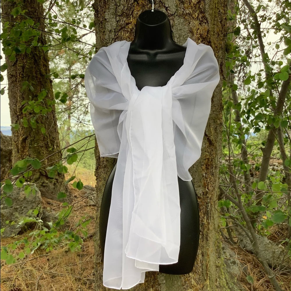 24 X 75 Extra Large Plain White Chiffon Fabric Scarf Wedding Shawl for Brides